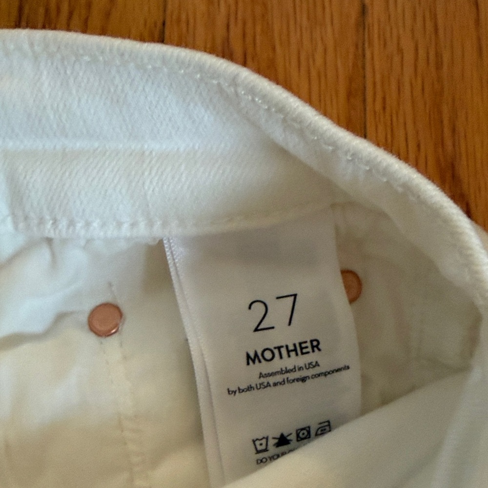 Mother sz 27 Insider Step Fray White Slim Straight Jeans ankle cut good cond - Picture 7 of 8
